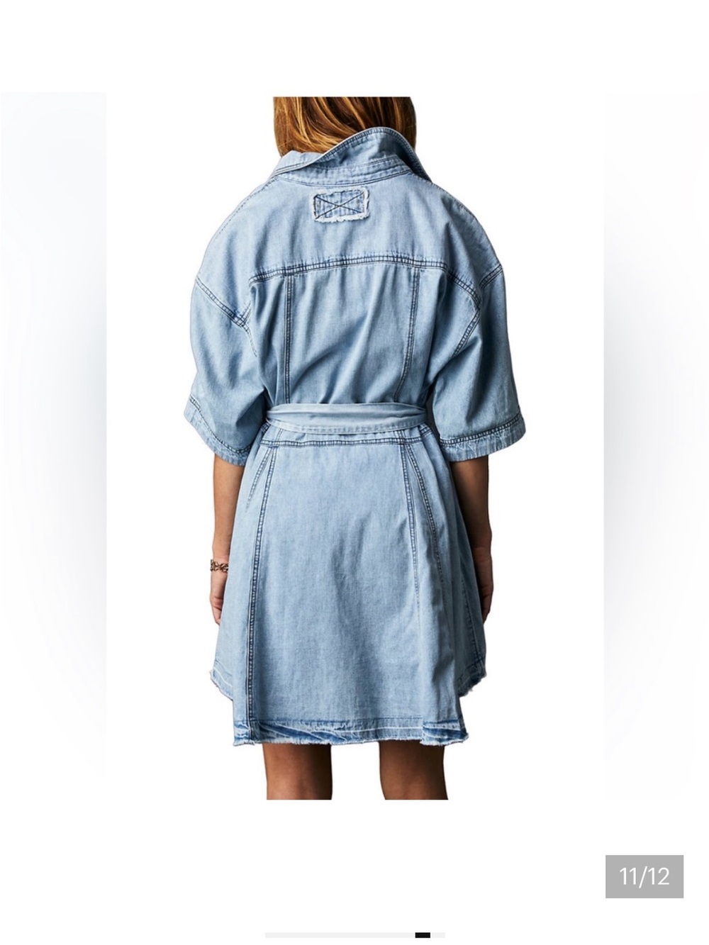We The Free - Free People Light Blue Denim Tunic Shirt Dress Sz L NWOT - Picture 9 of 9